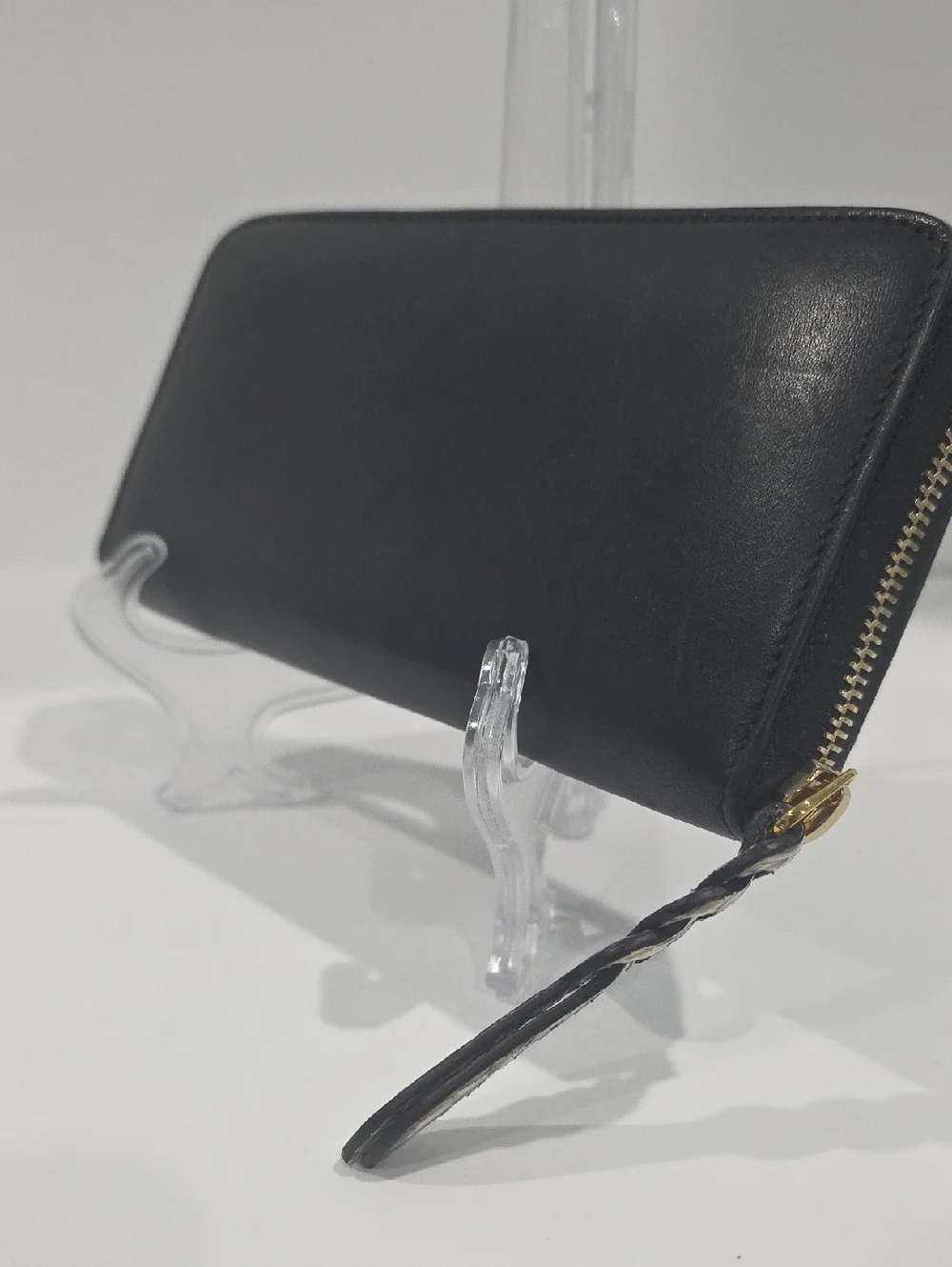 ✅ Alexander McQueen Black + Rock Continental Wallet with Snake-textured Pull